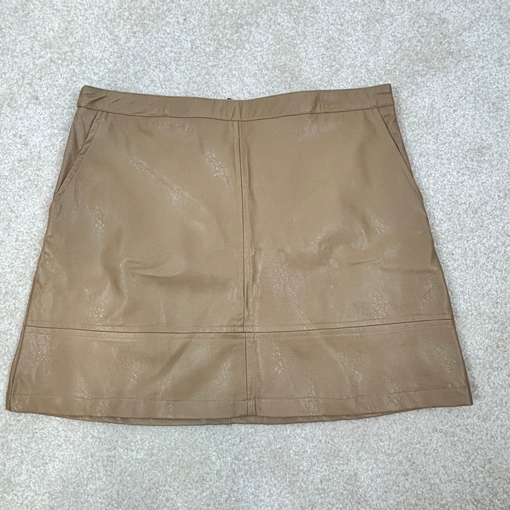 Petal & Pup Carly Tan Faux Leather A Line Mini Skirt Women's Size XL NWOT
